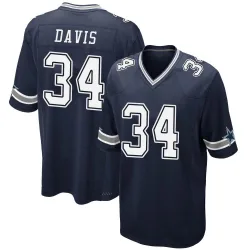 Youth Malik Davis Dallas Cowboys No.34 Game Team Color Jersey - Navy