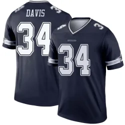 Youth Malik Davis Dallas Cowboys No.34 Legend Jersey - Navy