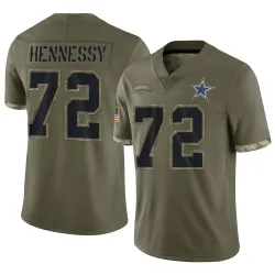 Youth Matt Hennessy Dallas Cowboys No.72 Limited 2022 Salute To Service Jersey - Olive