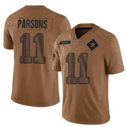 Youth Micah Parsons Dallas Cowboys No.11 Limited 2023 Salute To Service Jersey - Brown