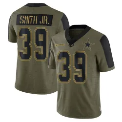 Youth Mike Smith Jr. Dallas Cowboys No.39 Limited 2021 Salute To Service Jersey - Olive