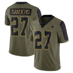 Youth Miles Sanders Dallas Cowboys No.27 Limited 2021 Salute To Service Jersey - Olive