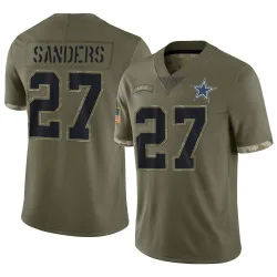 Youth Miles Sanders Dallas Cowboys No.27 Limited 2022 Salute To Service Jersey - Olive