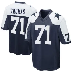 Youth Nathan Thomas Dallas Cowboys No.71 Game Throwback Jersey - Navy Blue