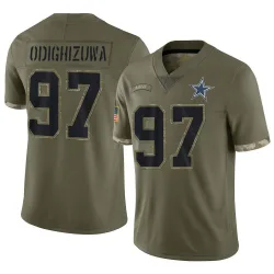 Youth Osa Odighizuwa Dallas Cowboys No.97 Limited 2022 Salute To Service Jersey - Olive