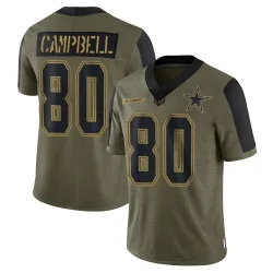 Youth Parris Campbell Dallas Cowboys No.80 Limited 2021 Salute To Service Jersey - Olive