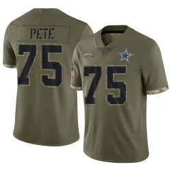 Youth Shiyazh Pete Dallas Cowboys No.75 Limited 2022 Salute To Service Jersey - Olive