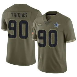 Youth Solomon Thomas Dallas Cowboys No.90 Limited 2022 Salute To Service Jersey - Olive