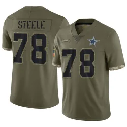 Youth Terence Steele Dallas Cowboys No.78 Limited 2022 Salute To Service Jersey - Olive