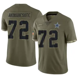 Youth Tommy Akingbesote Dallas Cowboys No.72 Limited 2022 Salute To Service Jersey - Olive