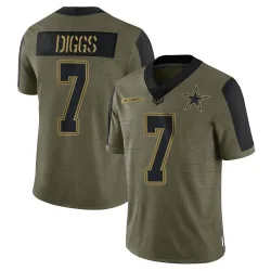 Youth Trevon Diggs Dallas Cowboys No.7 Limited 2021 Salute To Service Jersey - Olive