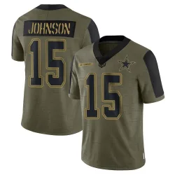 Youth Tyler Johnson Dallas Cowboys No.15 Limited 2021 Salute To Service Jersey - Olive