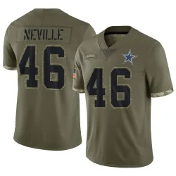 Youth Tyler Neville Dallas Cowboys No.46 Limited 2022 Salute To Service Jersey - Olive
