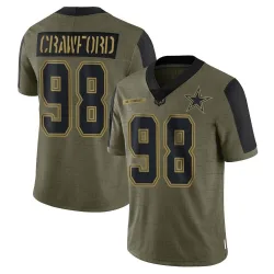 Youth Tyrone Crawford Dallas Cowboys No.98 Limited 2021 Salute To Service Jersey - Olive