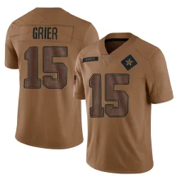 Youth Will Grier Dallas Cowboys No.15 Limited 2023 Salute To Service Jersey - Brown
